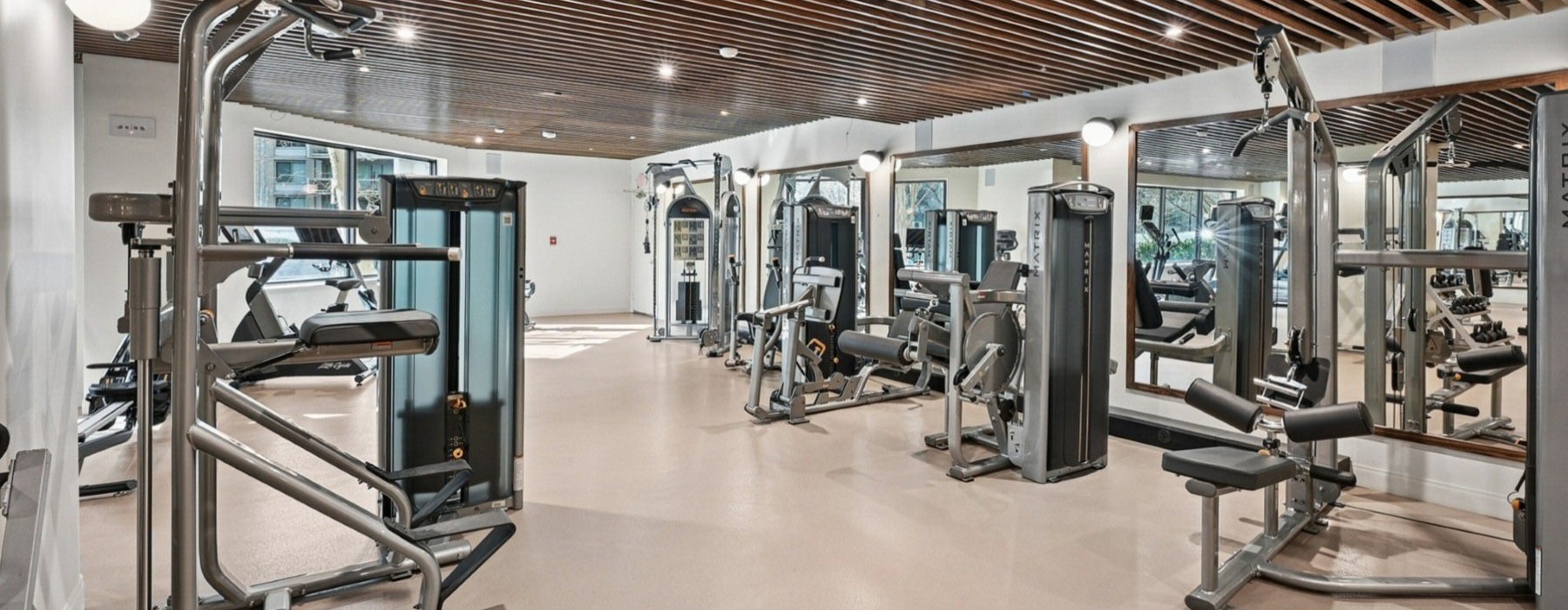 a gym with exercise equipment
