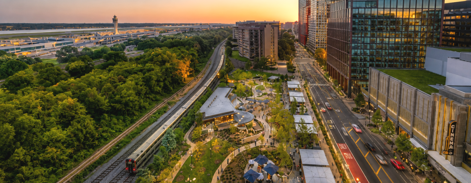 Aerial view of National Landing, Arlington, VA 